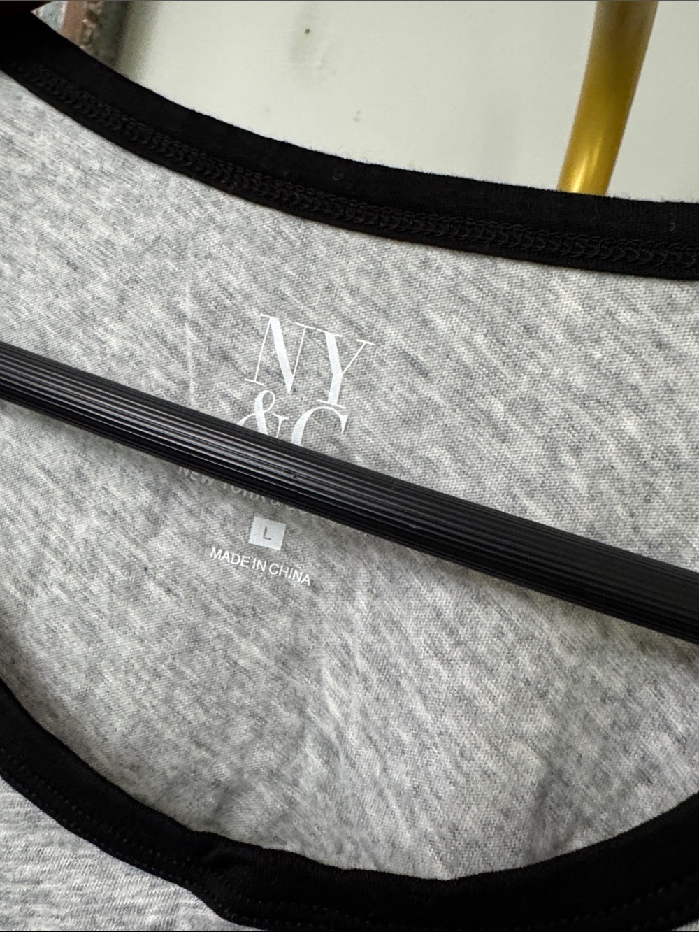 New York & Company Gray Tee with Black Trim and QUEEN Graphic NWT L - Picture 3 of 9